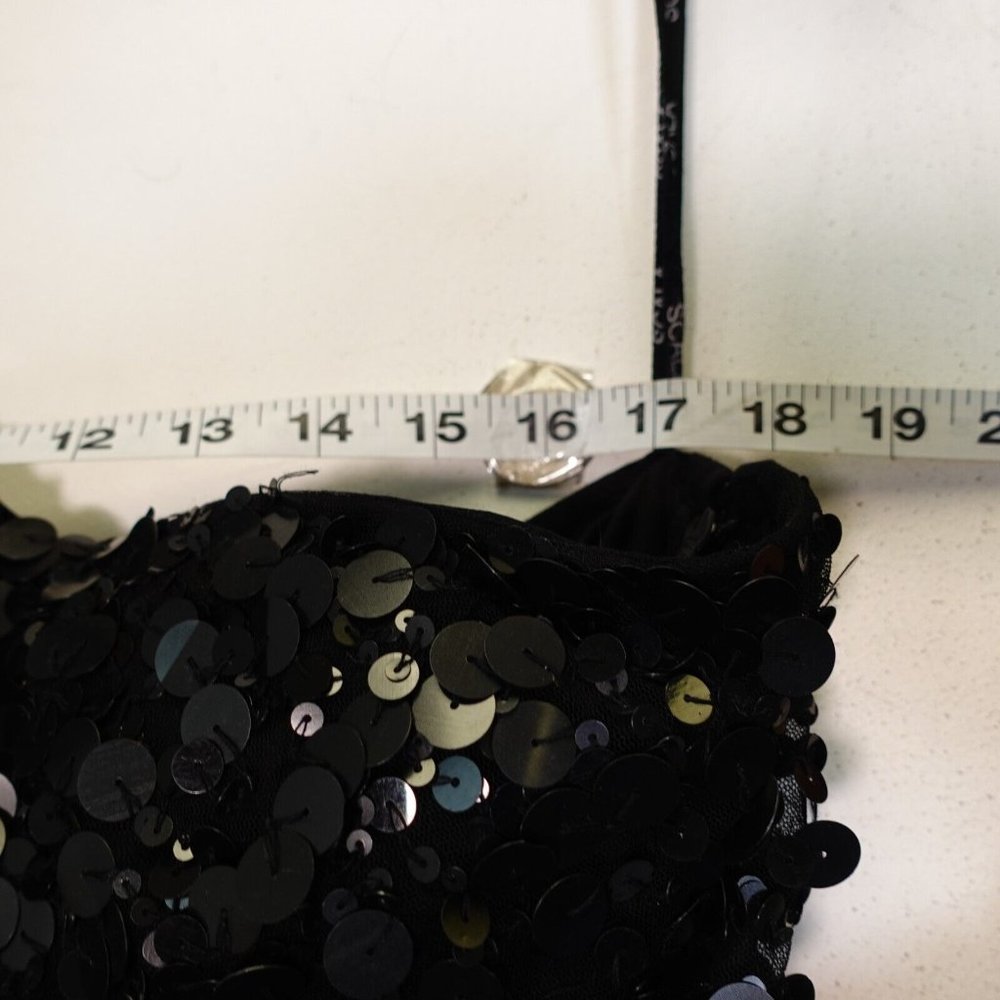 Scala Dress Small Black Mini Bodycon One Shoulder Sequin Party Evening Allover - Picture 5 of 11